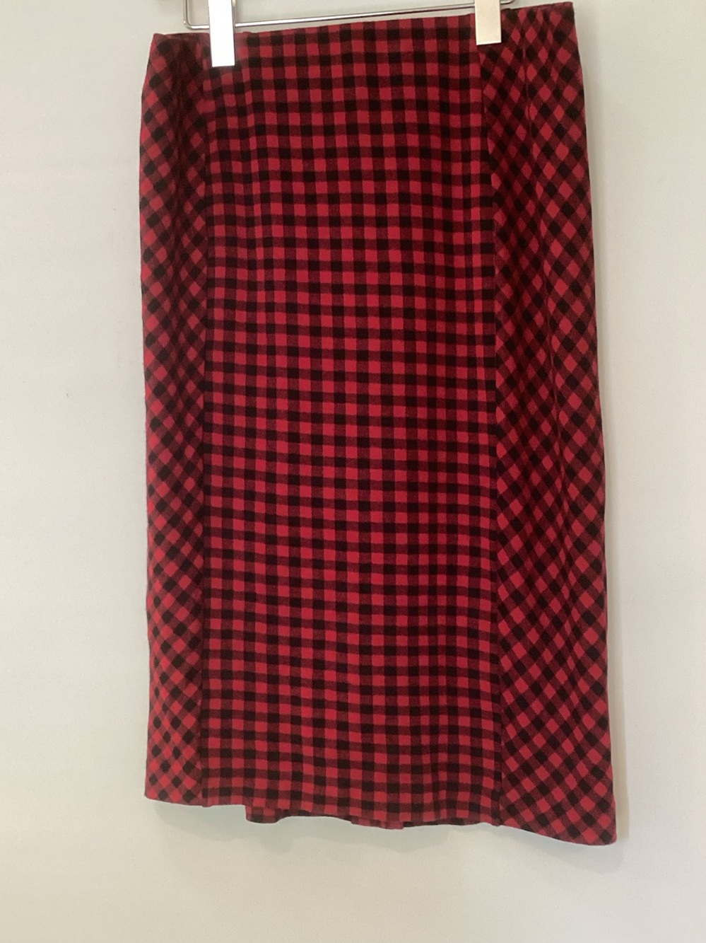 🍁🍂J. Jill Red and Black Buffalo Plaid Checked Midi Skirt